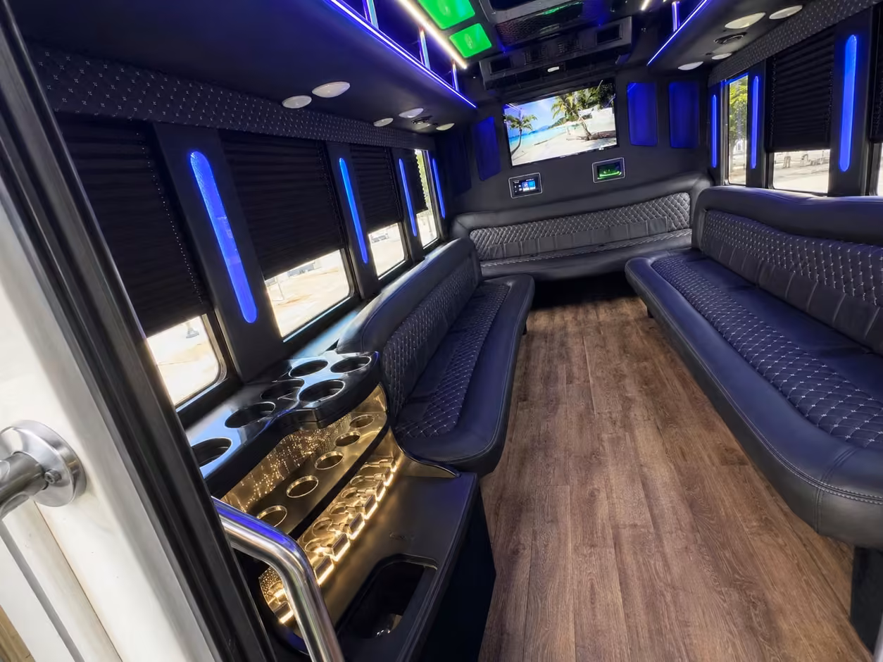 15 passenger party bus inside