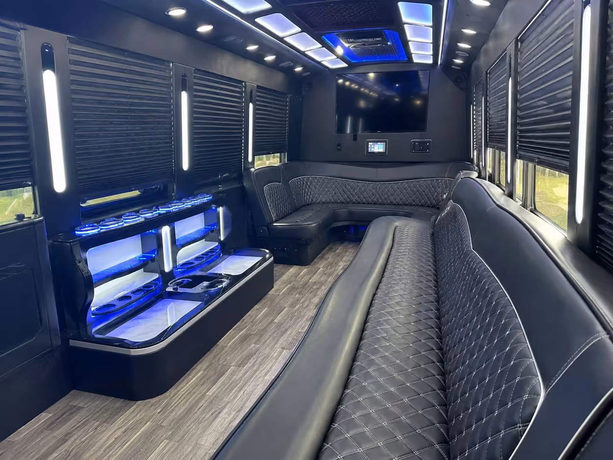18 passenger party bus inside