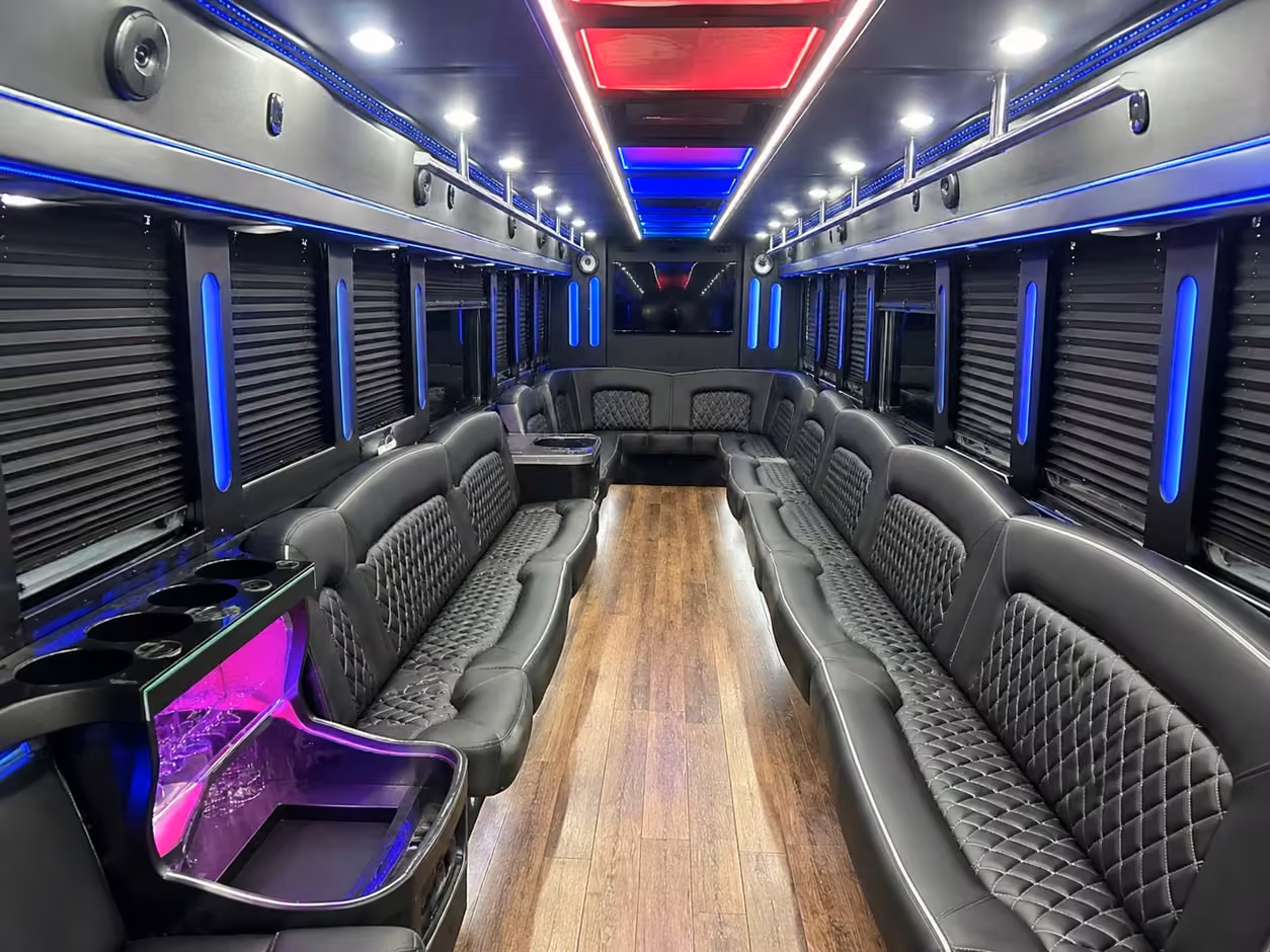 20 passenger party bus inside