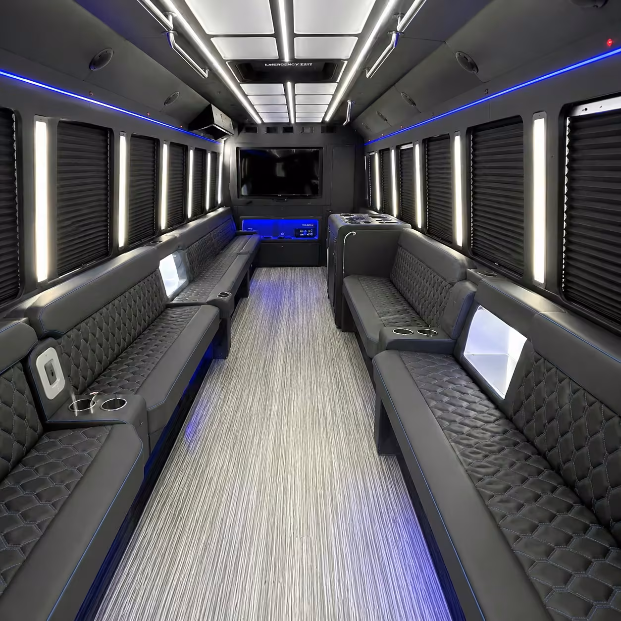 30 passenger party bus inside