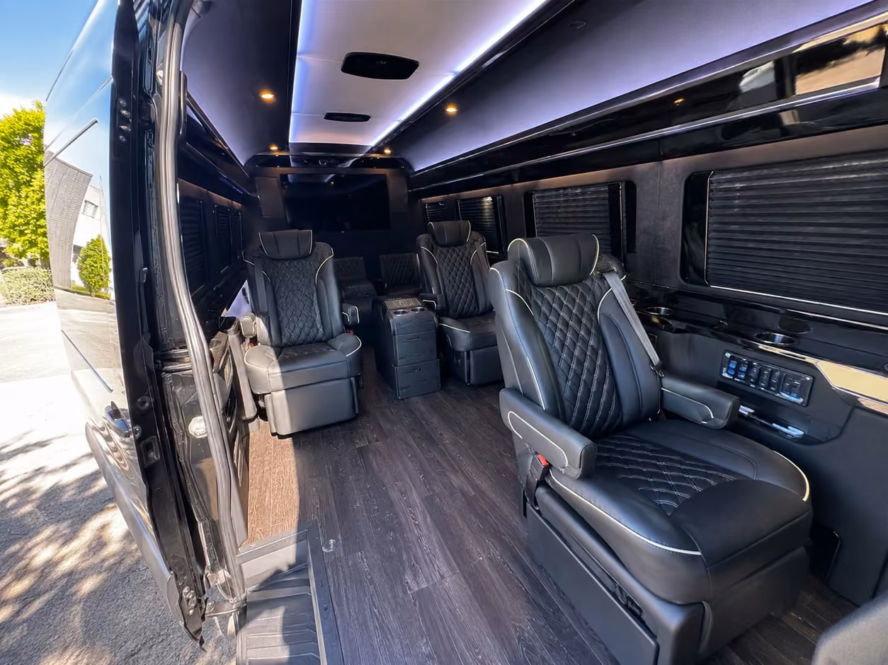 sprinter van rental with driver inside